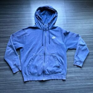 Nike Men's Zip-Up Blue Hoodie